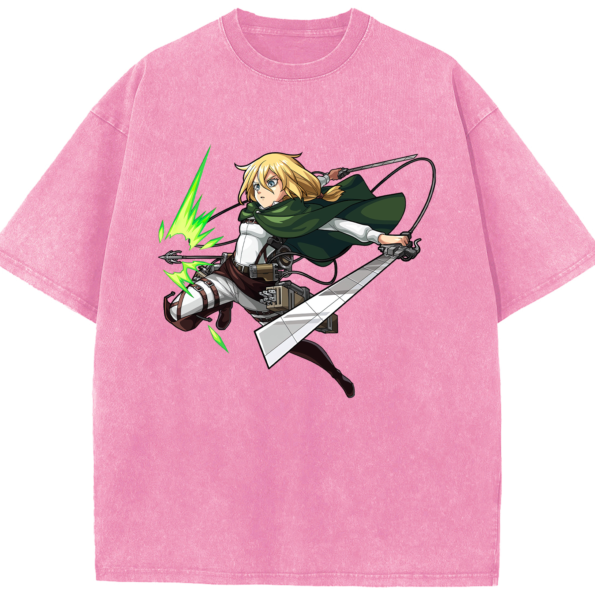 （画像用） 進撃の巨人 クリスタ·レンズ Attack on Titan Christa Lenz 綿100% ヴィンテージ風 半袖Tシャツ（フロントプリント）